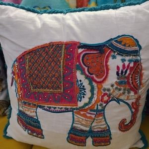 Colorful bohemian elephant pillow